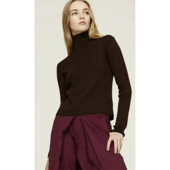 Thakoon Tie Open Back Turtleneck Sweater Sz XS NWT Brown - Picture 2 of 9